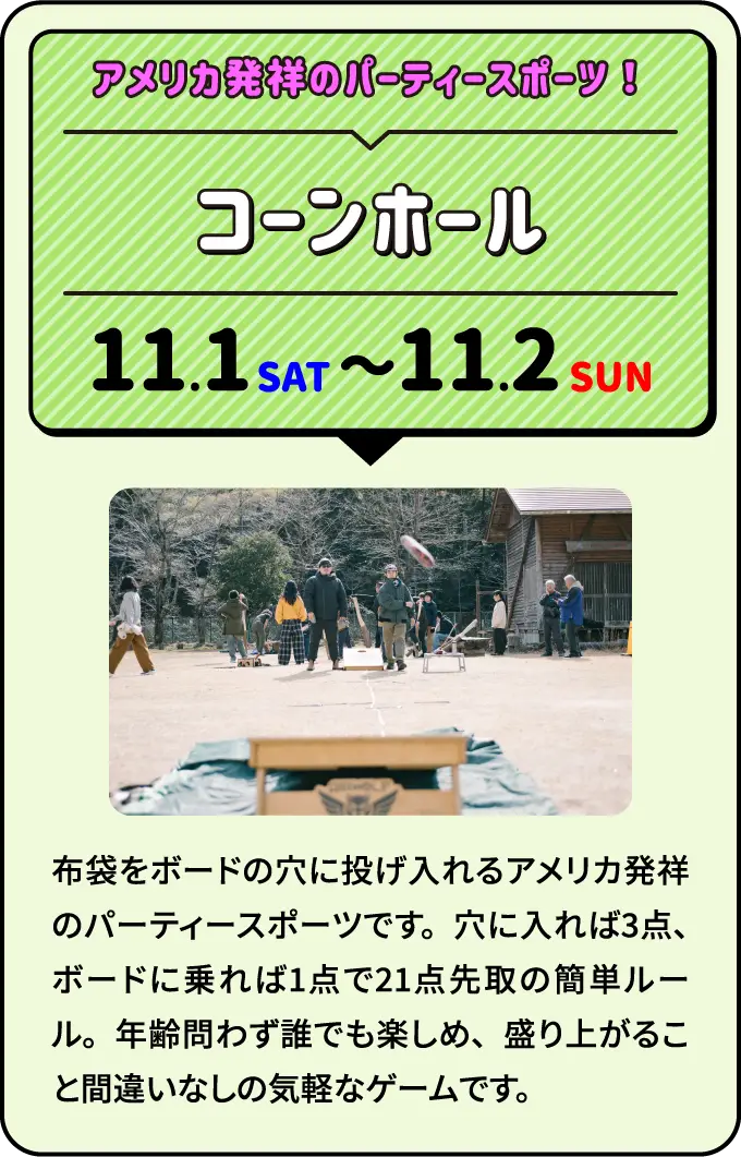 コーンホール アメリカ発祥のパーティースポーツ！