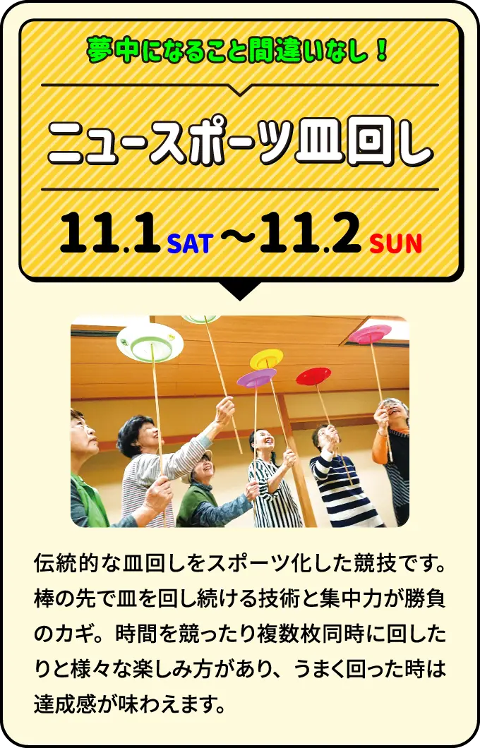 ニュースポーツ皿回し 老若男女が夢中になること間違いなし！