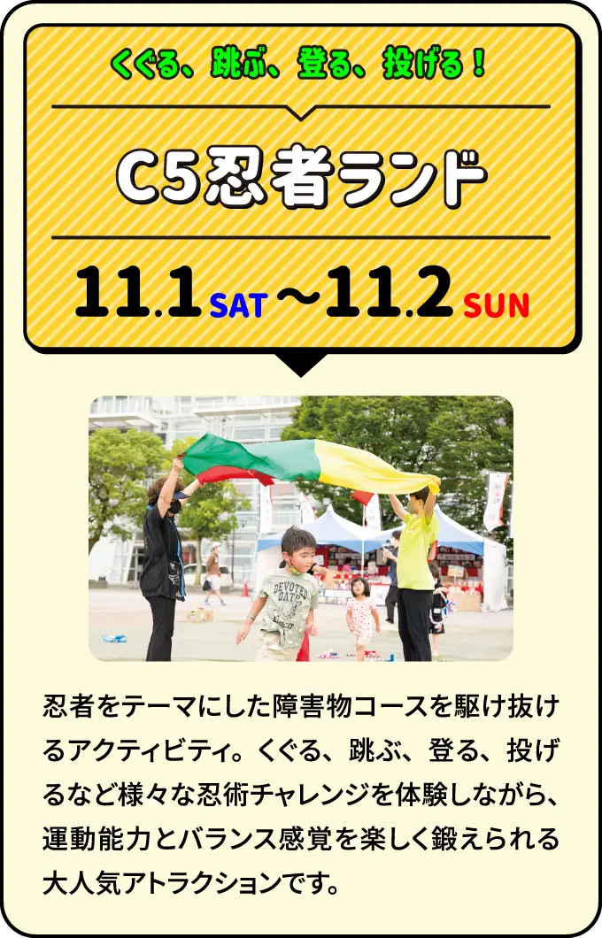 C5忍者ランド くぐる、跳ぶ、登る、投げる！